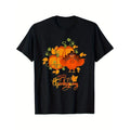 "Happy Thanksgiving Day T-Shirt - Pumpkins and Turkey Graphic Tee for Men - Perfect for Holiday Celebrations" made in usa
