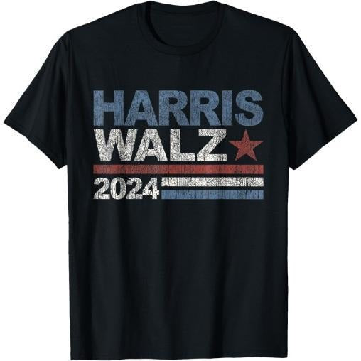 Harris Walz 2024 President Election Vintage Retro Stripe T-Shirt made in usa