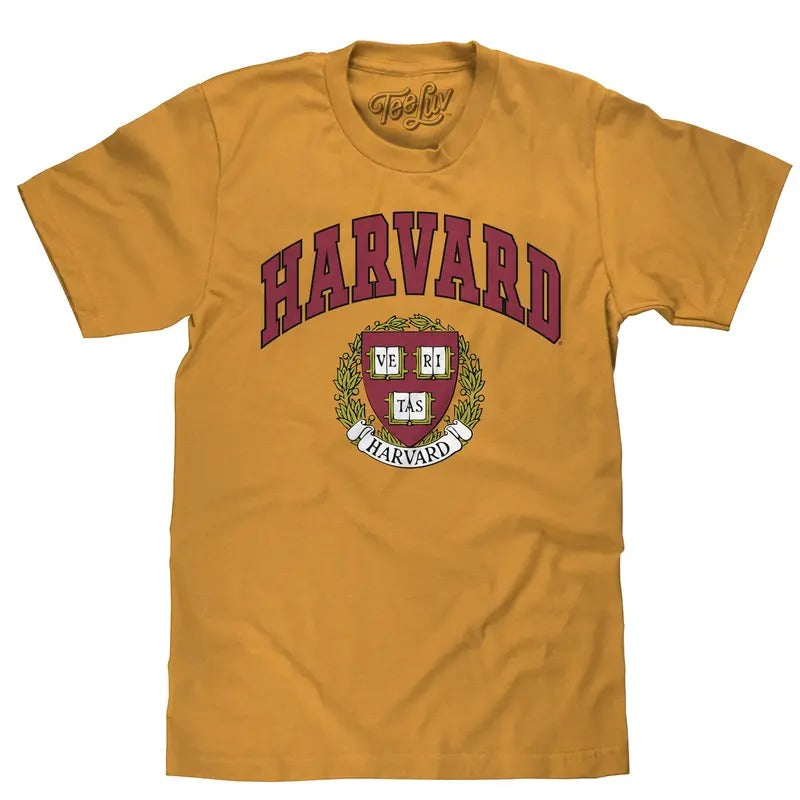 Harvard Veritas Shield College T-Shirt - Mustard Yellow