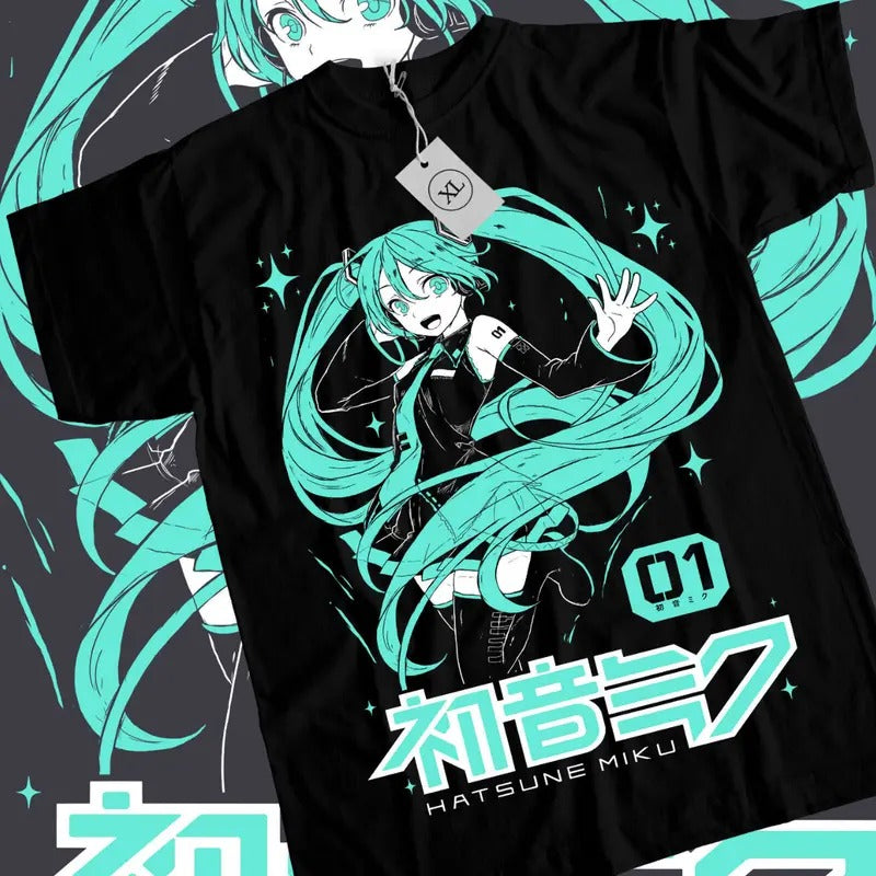 Hatsune Miku T-Shirt & Sweatshirt, Anime Girl Kawaii Project Diva Vocaloid Graphic Tee, Anime Manga Lover Gifts
