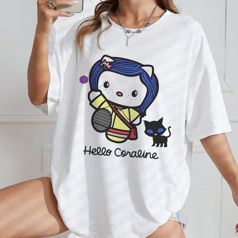 Hello Coraline T-Shirt, Spooky Sweatshirt, Hello Halloween Hoodie