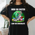 High On Easter Low On Chocolate Tshirt Sweatshirt, Happy 420 Easter Day Bunny Smoking Weed Marijuana Funny 420, Unisex Sweater Pullover Tee Casual