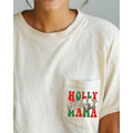 Holly Jolly Mama, Pocket, Christmas, Winter, Santa, Snow, Xmas Pocket Tee, Women's Comfort Color Tee, Tshirt