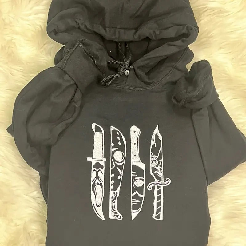 Horror knives embroidery sweater or hoodie