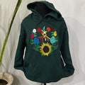 Hummingbird with flowers embroidered hoodie