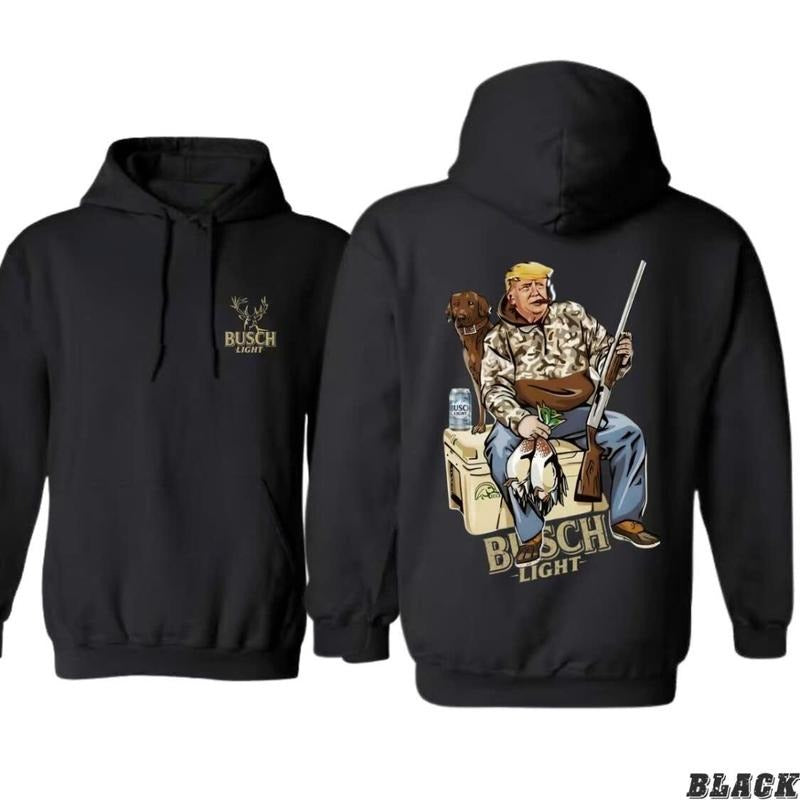 Hunter Trump With Busch Light Beer 2 Siders Hoodies, Trump and Your Hunt Dog Trendy Hoodie, Ideal for Duck Hunting...
