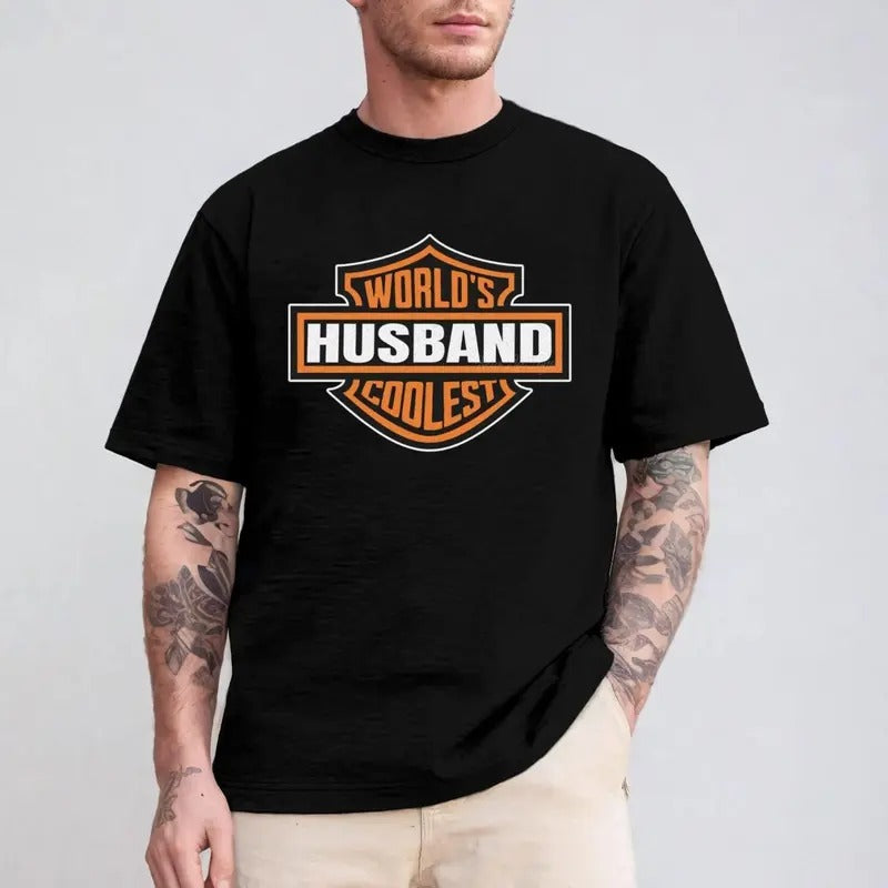 Husband Gift from Wife Motorcycle New Husband Birthday Gift for Him Best Husband T-Shirt