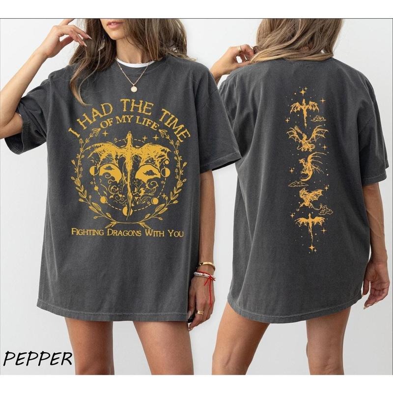 I Had the Time of My Life Fighting Dragons With You Two Sided Shirt, Fantasy Book Dragon Shirt, All The Magic We Made, Fourth Wing Tee
