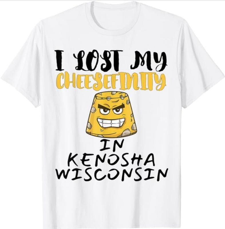 I Lost My Cheesefinity In Kenosha Wisconsin Camiseta T-Shirt, Crew Neck, Gift For Women Top, Gift For Men Top Crewneck Underwear Streetwear Casual