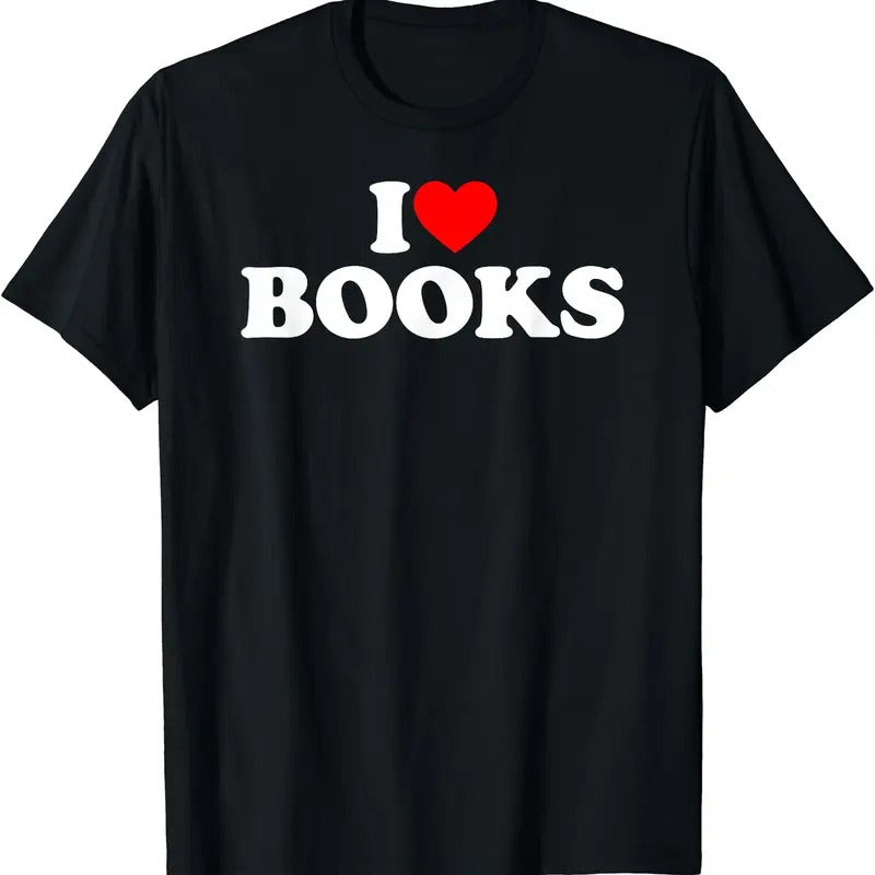 I Love Books, I Heart Books T-Shirt | Unisex Cotton Tee, Short Sleeve, Size S-5XL