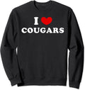 I Love Cougars Shirt, I Heart Cougars Unisex Crewneck Sweatshirt