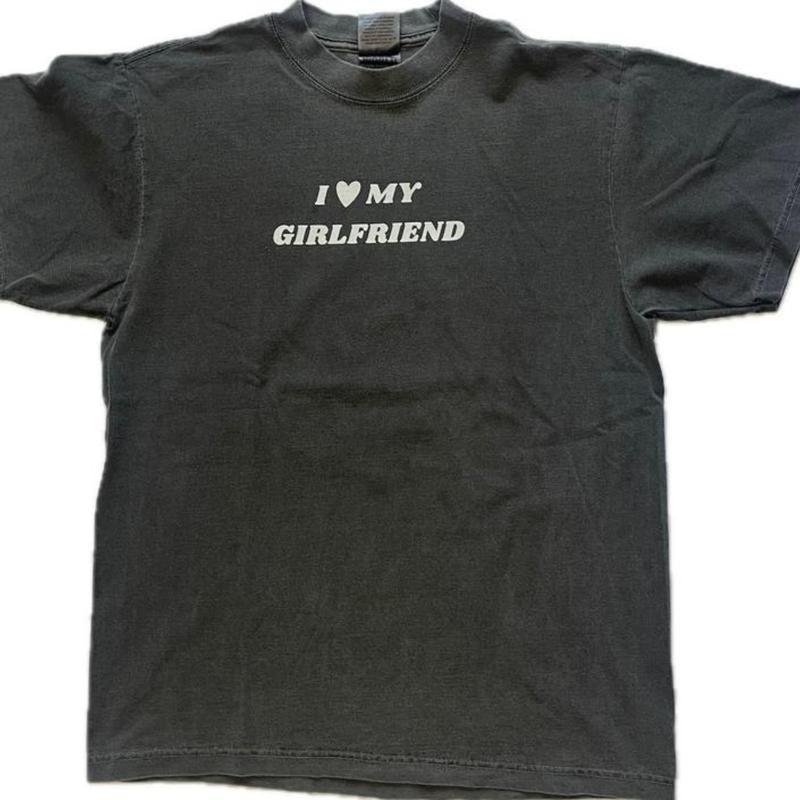 I Love My Girlfriend Graphic T-Shirt & Sweatshirt 100% Cotton Classic Fit Unisex Eco-Friendly OEKO-TEX Certified Low-Impact Dyes - Menswear Top Ribbed