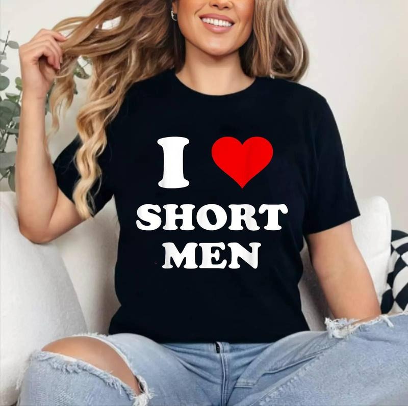 I Love Short Men T-Shirt | Cotton 100%, Crewneck, Top Womenswear