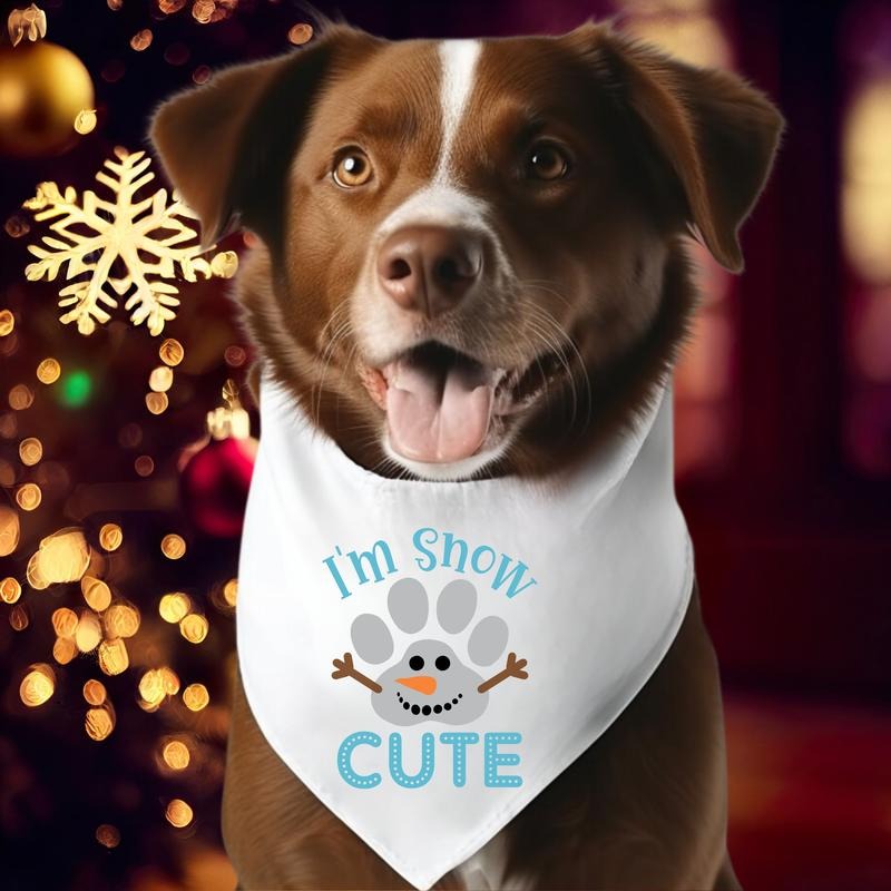 I'm Snow Cute Dog Bandana, Christmas Dog Bandana Gift, Puppy Dog Bandana, Pet Owner Bandana, Winter Furry Baby, Dog Mom Holiday Gift Bandana Scarf.