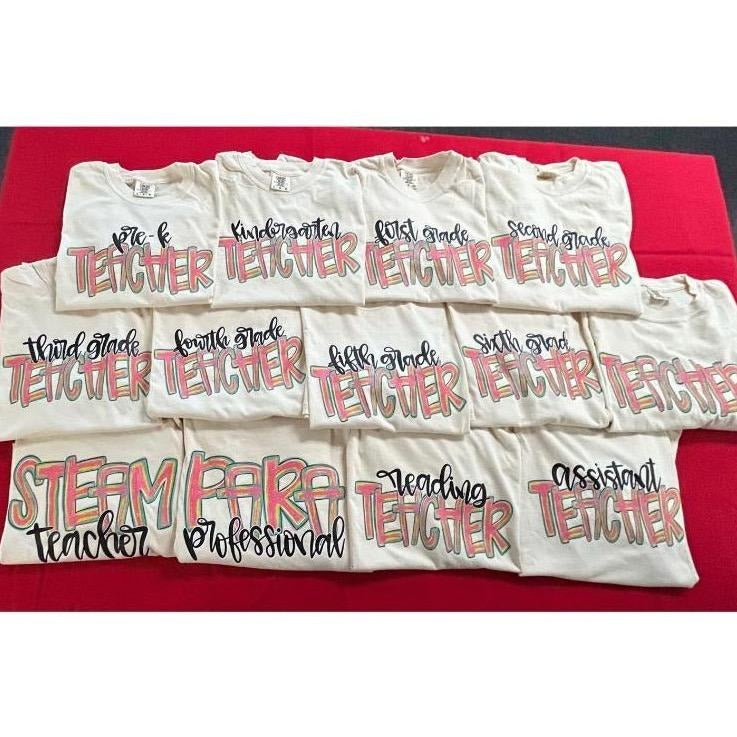 IVORY Brushstroke Teacher Comfort Colors Tee