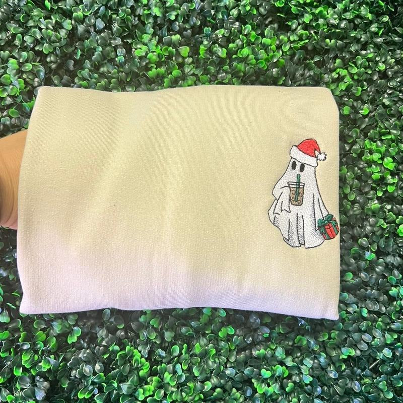 Iced coffee christmas embroidery sweater