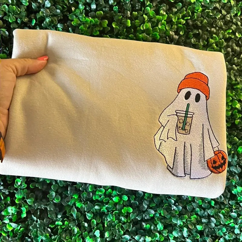 Iced coffee embroidered TSHIRT or SWEATER