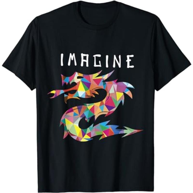 Imagine Fantasy Dragon Tattoo Style T-Shirt Menswear Top Underwear Tshirt Streetwear Tropical Streetwear Tropical