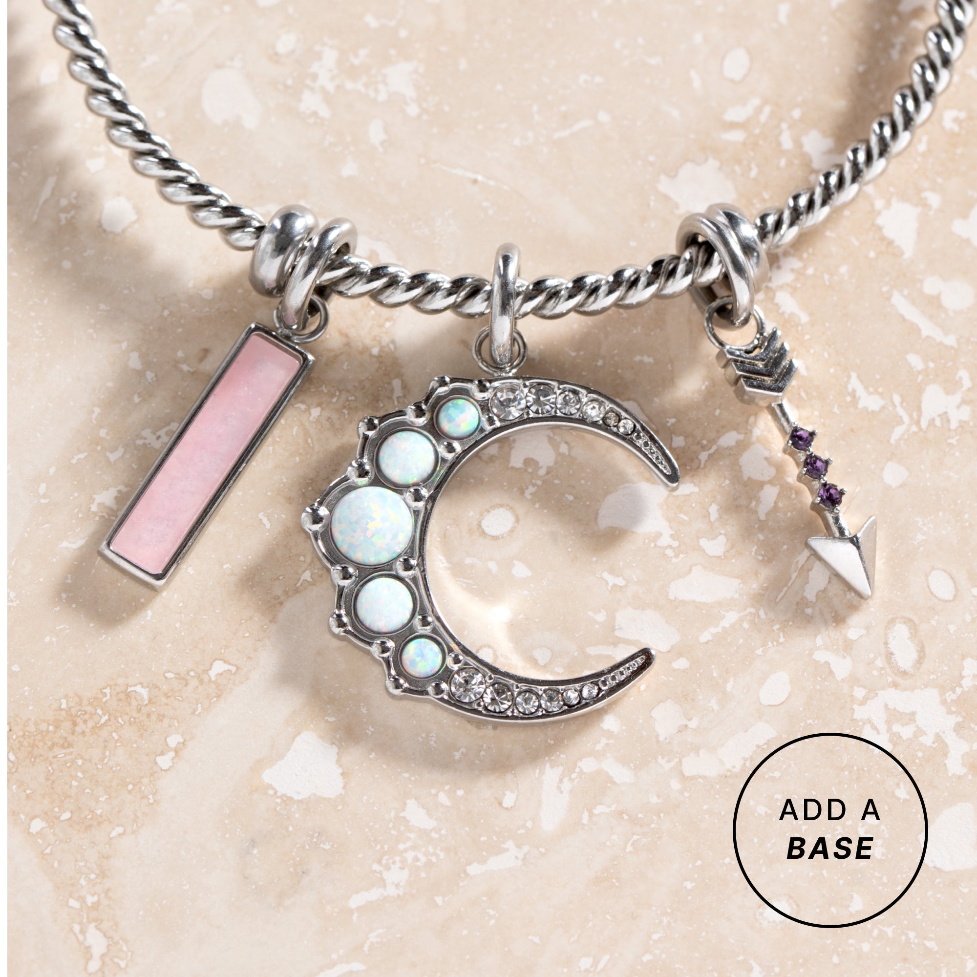 Pink Quartz Gemstone Interchangeable Bar Charm