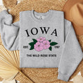 Iowa Wild Rose Embroidered State Flower Sweatshirt, Hometown Embroidered Shirt, Favorite Flower Embroidered Shirt