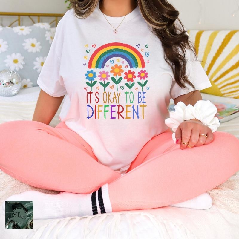 It's Ok To Be Different Autism Acceptance  White 100% Ring spun Cotton T-Shirt Unisex Fit