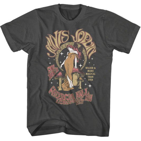 Janis Joplin - Fairy And Moon - American Classics - Solid Gray Adult Short Sleeve T-Shirt