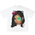 Jhene Kitty Rap Tee Cotton Womenswear Casual Crewneck Top