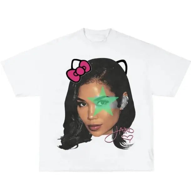 Jhene Kitty Rap Tee Cotton Womenswear Casual Crewneck Top