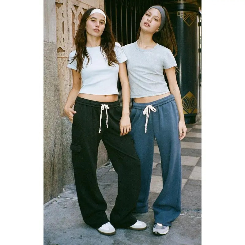 John Galt Women's Black Anastasia Cargo Sweatpants