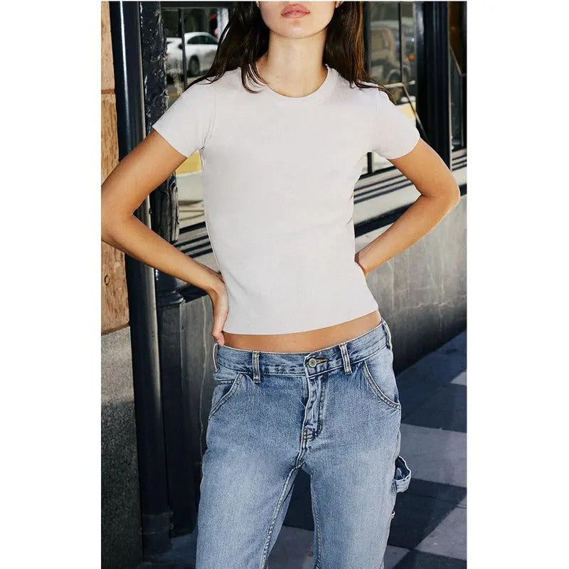 John Galt Women's Cream Hailie Basic T-Shirt