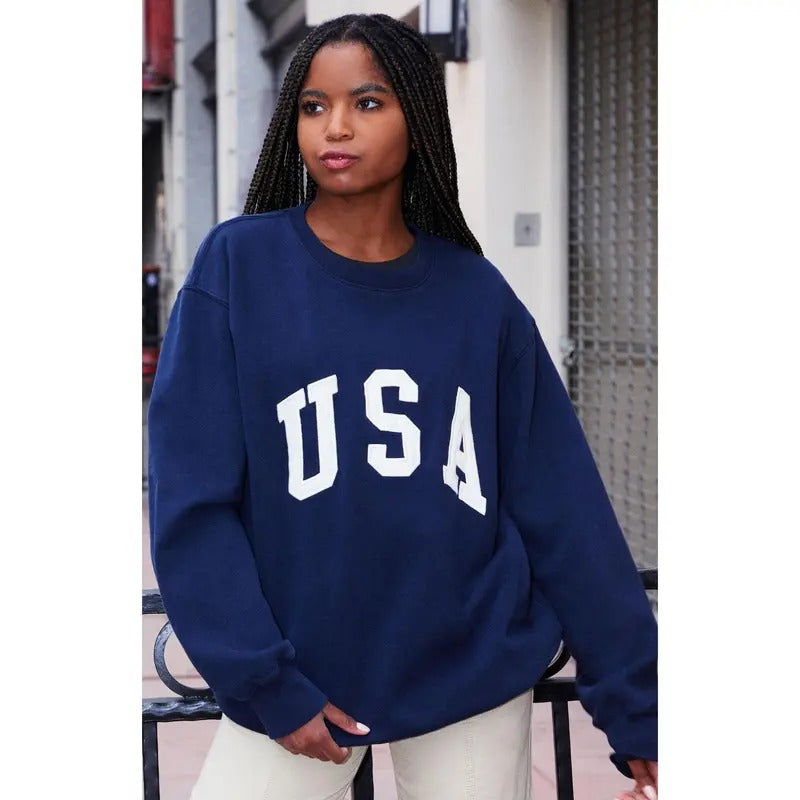 John Galt Women's Erica USA Crew Neck Sweatshirt