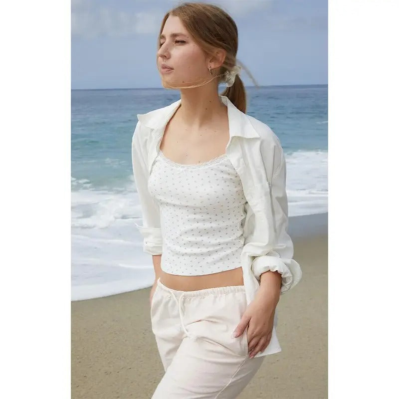 John Galt Women's Floral Pointelle Skylar Lace Pajama Tank Top