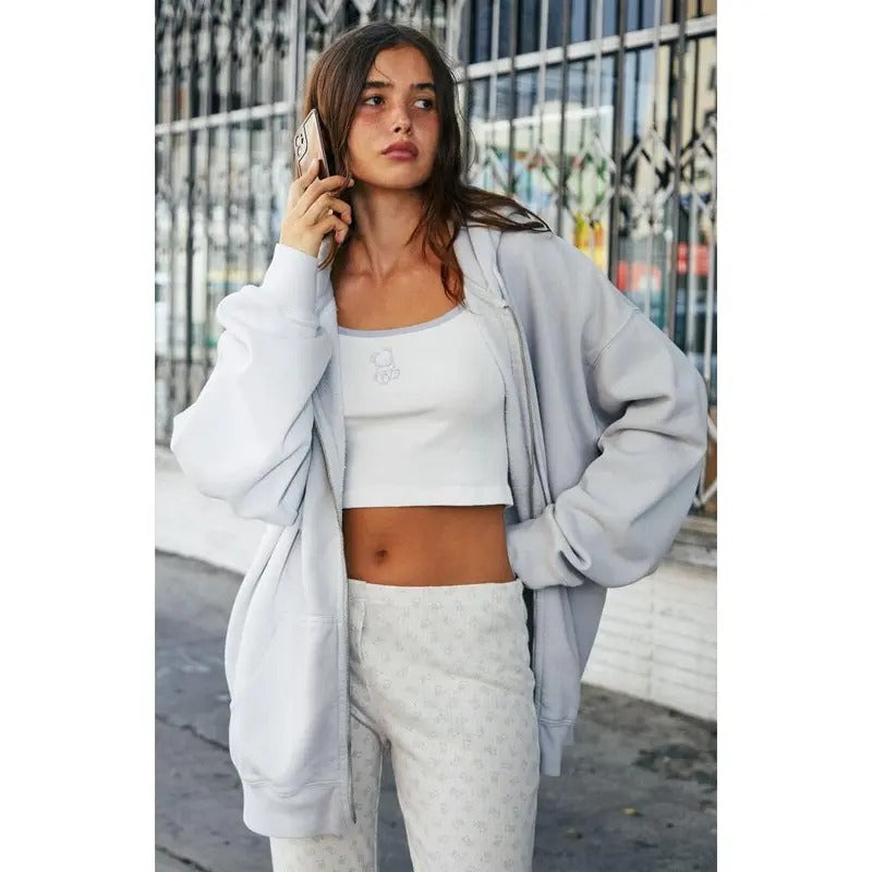 John Galt Women's Light Blue Christy Full Zip Hoodiestyle{n002}2