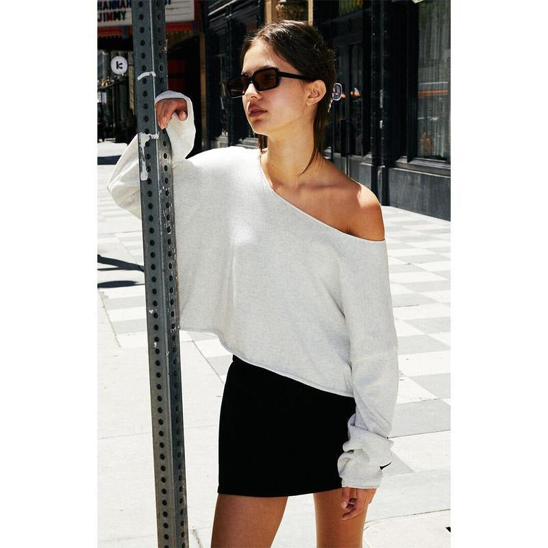 John Galt Women's Light Gray Cameron Cropped Sweater