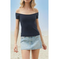 John Galt Women's Navy Bonnie Off-The-Shoulder Top