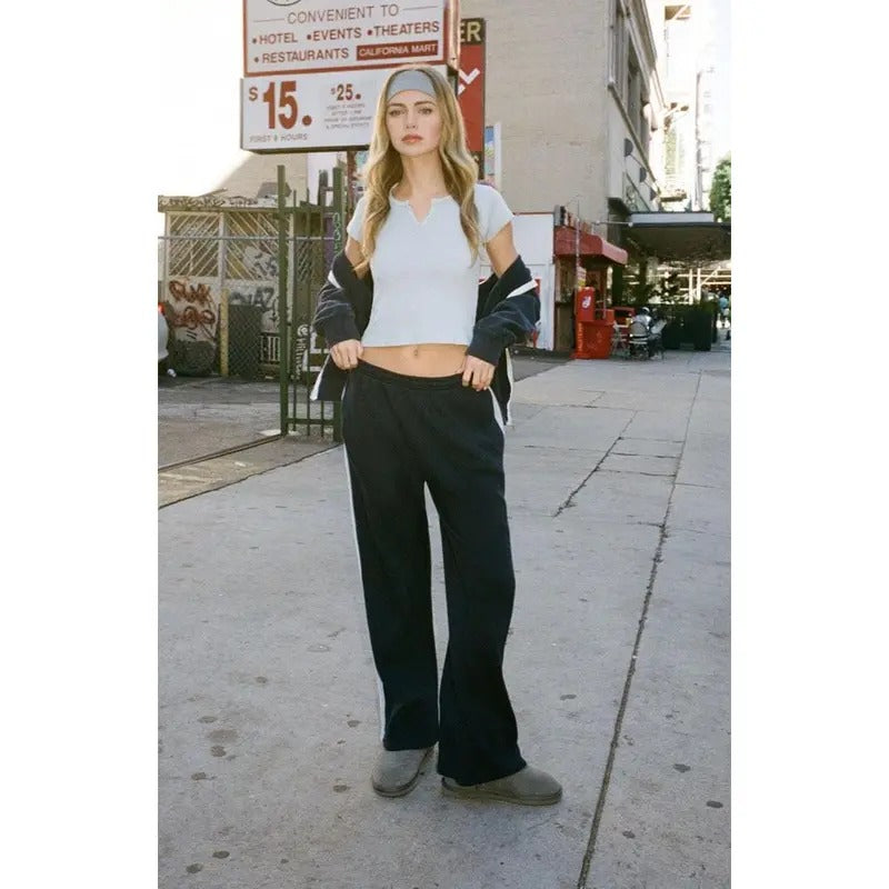 John Galt Women's Navy Side Stripe Anastasia Sweatpants