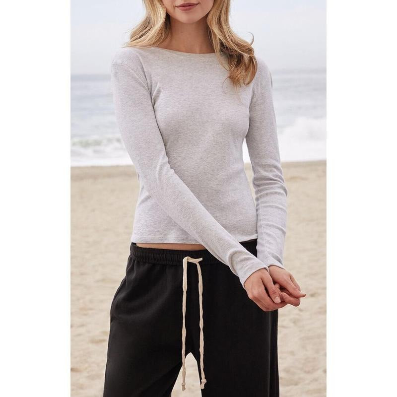 John Galt Women's Silver Ainsley Long Sleeve Crop Top