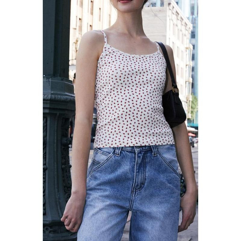 John Galt Women's Strawberry Pointelle Skylar Tank Top