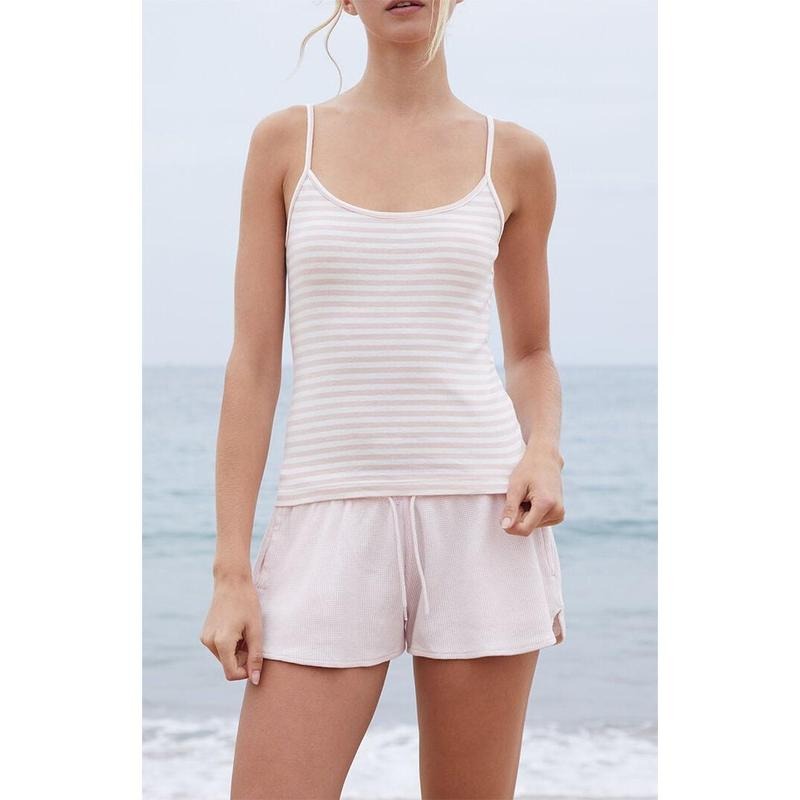 John Galt Women's White & Pink Striped Skylar Tank Top