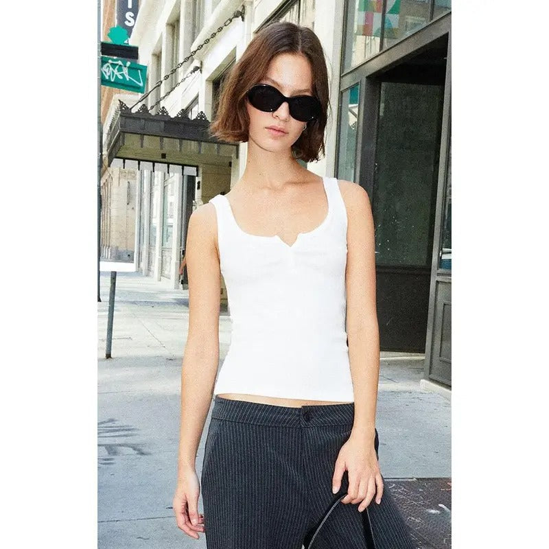 John Galt Women's White Dalis Cropped Tank Top