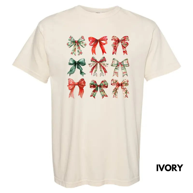 Jolly Christmas Bow Collage Comfort Colors T-Shirt 'NLB'