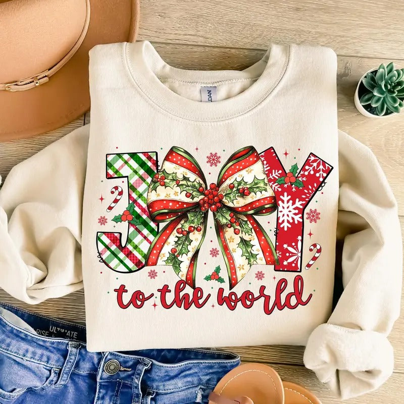 Joy To The World Christmas Sweatshirt, Christmas Season Shirt, Merry and Bright Shirt, Reindeer Christmas Shirt, Merry Christmas 2024 Shirt