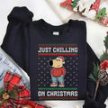 Just Chilling On Christmas Ugly Christmas Sweater Sweatshirt, Chill Guy Christmas Shirt, Funny Dog Cartoon Shirt, Tiktok Meme, Chill Guy Tee