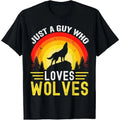 Just a Guy Who Loves wolves Great Retro Vintage Wolf T-Shirt