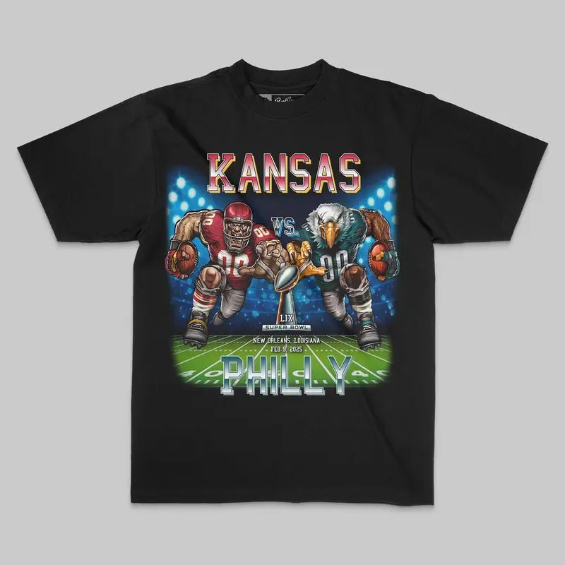 Kansas vs. Philly 2025 Championship T-Shirt – Big Game in New Orleans Tee graphic tees vintage graphic cotton t-shirt shirts men