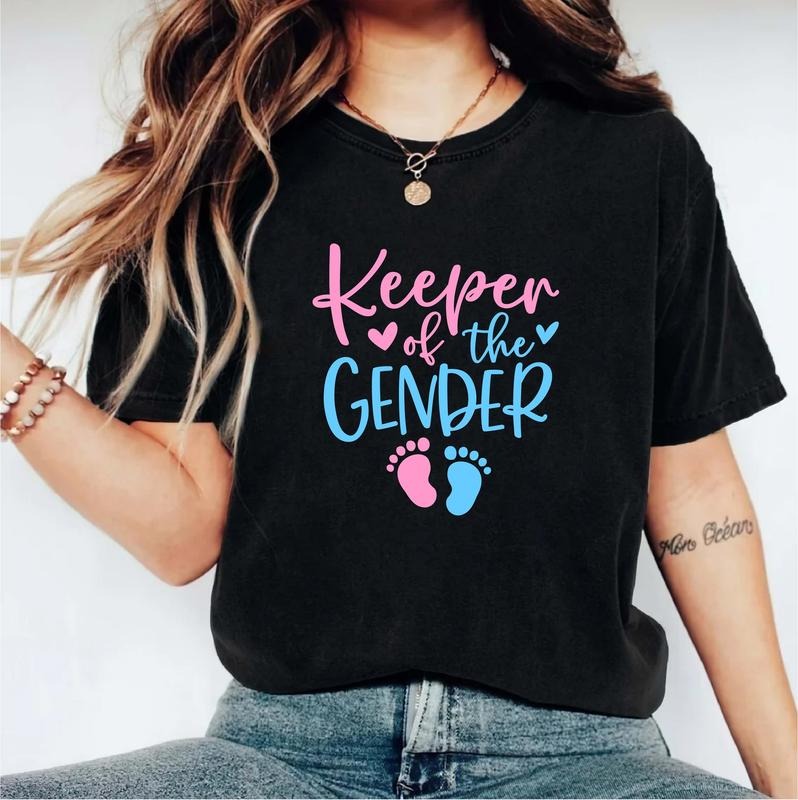 Keeper Of The Gender T-Shirt, Matching Gender Reveal Party Tee, Unisex Baby Announcement Shirt