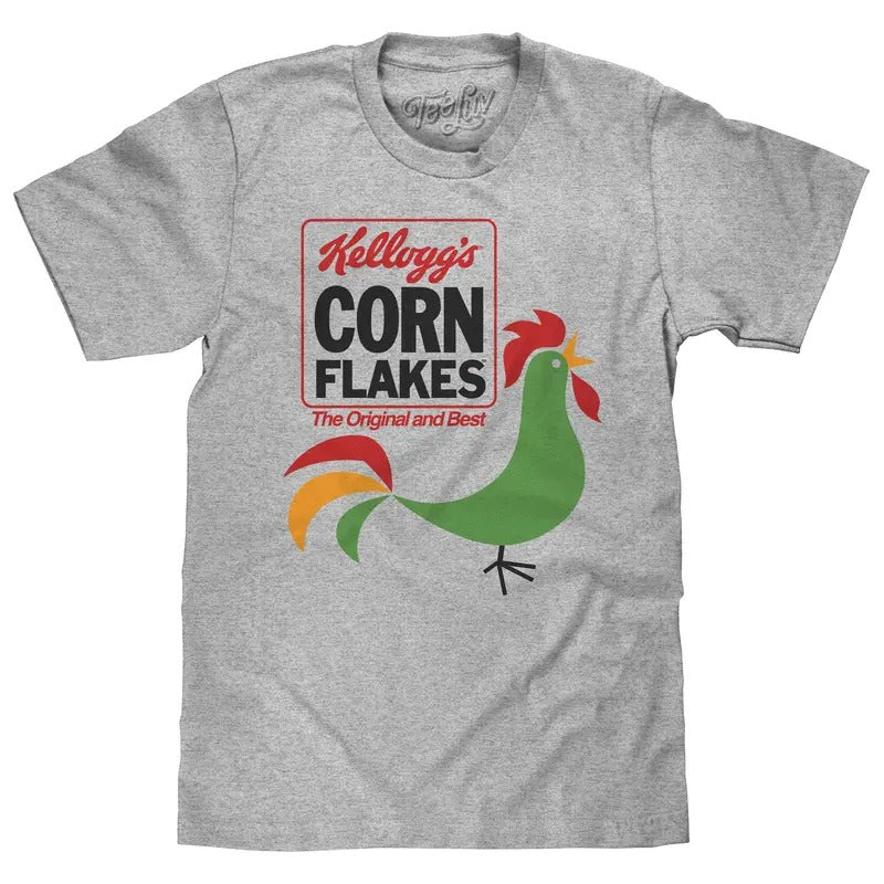 Kellogg's Corn Flakes Cereal Rooster T-Shirt - Athletic Gray