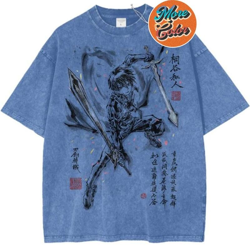 Kirito Sword Art Online SAO Anime Vintage Shirts, Cotton Unisex T-Shirt, Crew Neck, Size S- 3XL, Menswear Top, Womenswear Top Underwear Streetwearstyle{n002}2