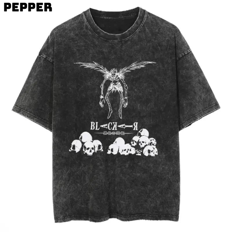 L Ryuzaki Washed Vintage Tee, Anime Shirt, Anime Merch, L Ryuzaki Shirt, L Ryuzaki Merch, Anime Graphic Shirt, Trendy Shirt, Gift For Fan Anime, Gift For Man And Gift For Women Menswear Top Underwear Streetwear Tshirt Tropical