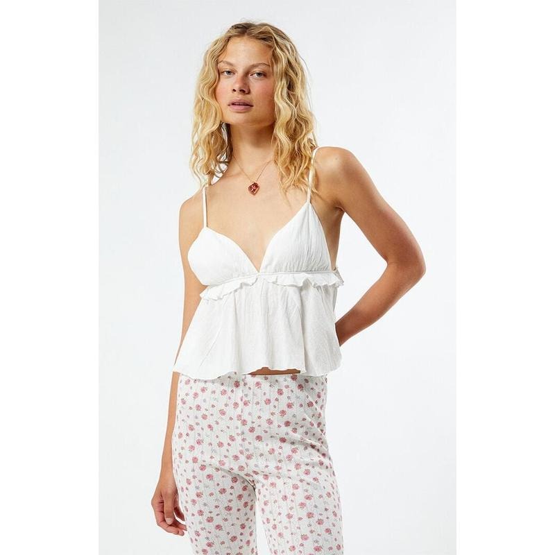 LA Hearts Women's Ruffle V-Neck Babydoll Top